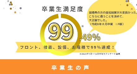 卒業生満足度98%口コミ：卒業生の声